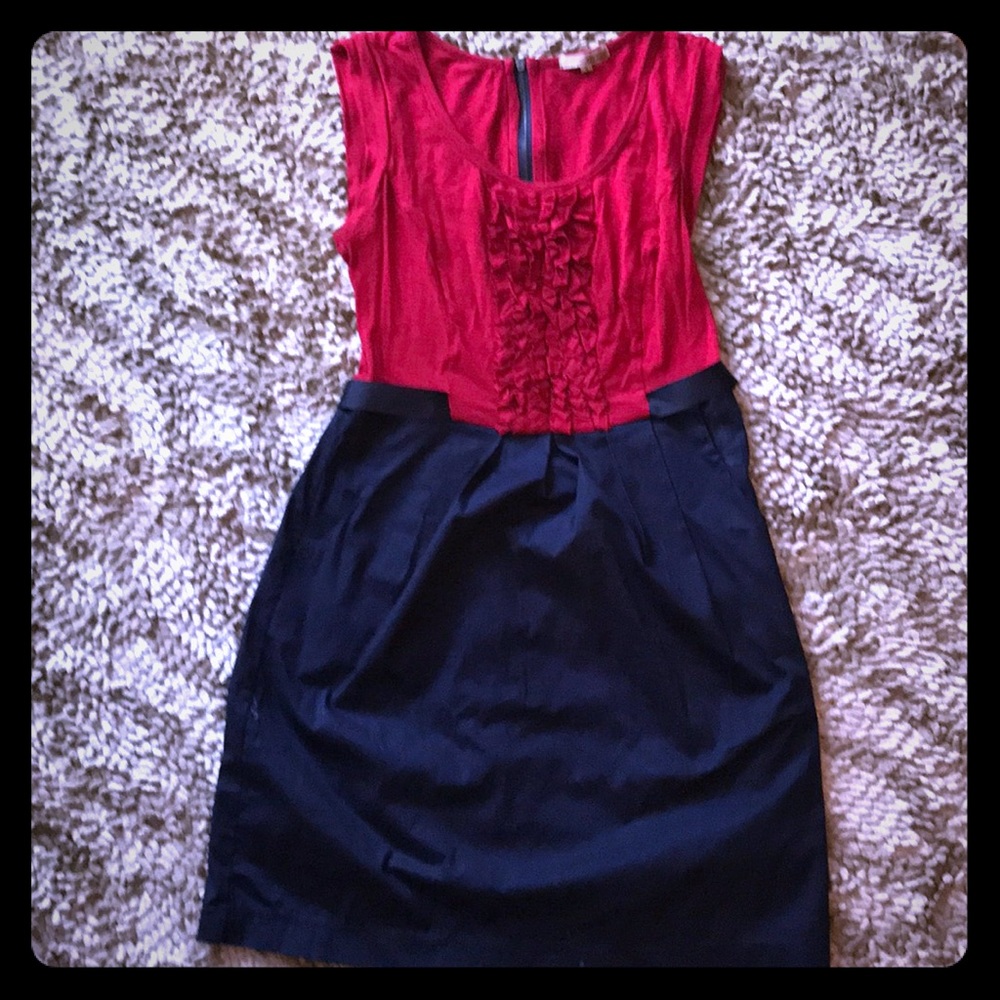 Blue and red mini dress
